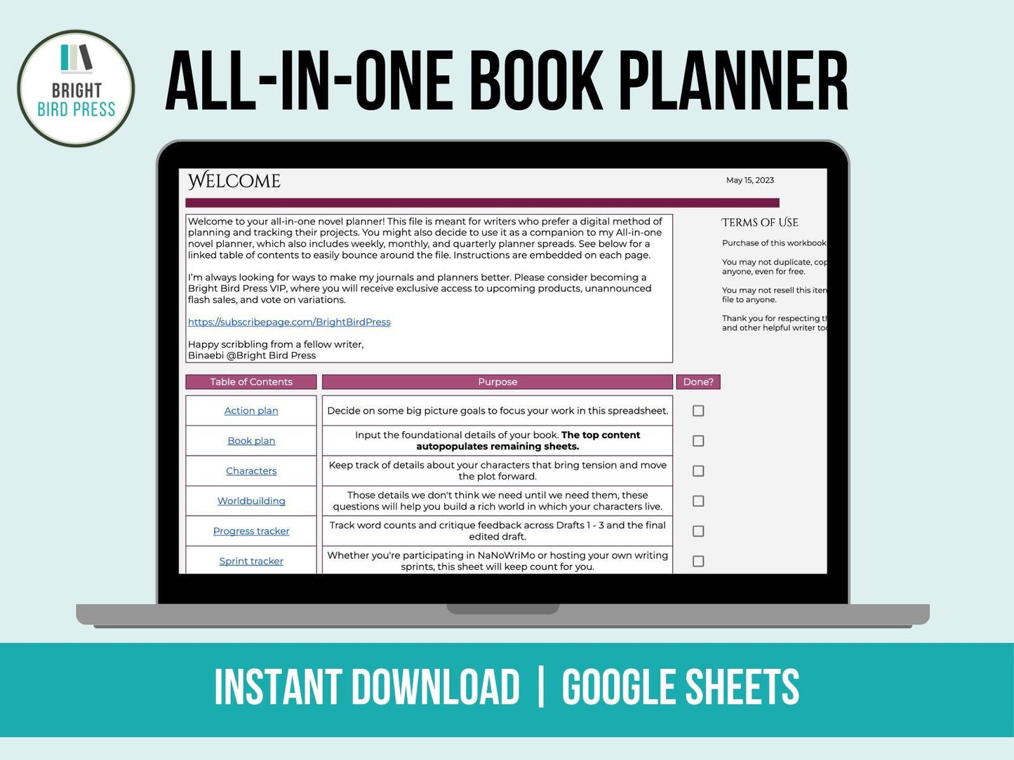 Digital NaNoWriMo all-in-one book planner - Belinda Kroll