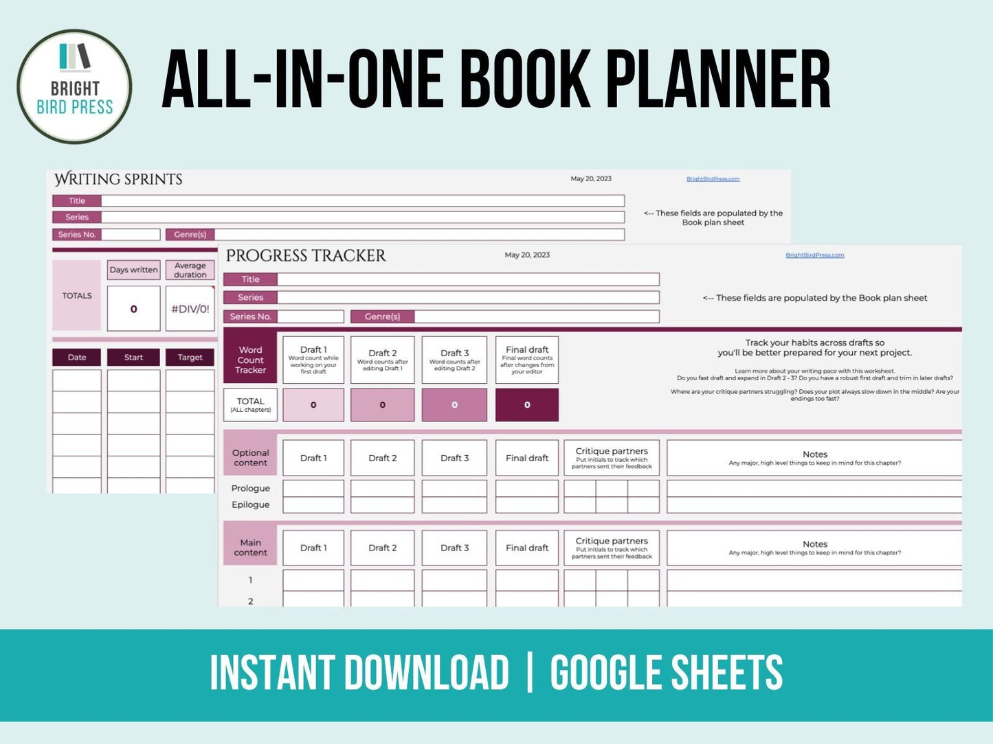 Digital NaNoWriMo all-in-one book planner - Belinda Kroll