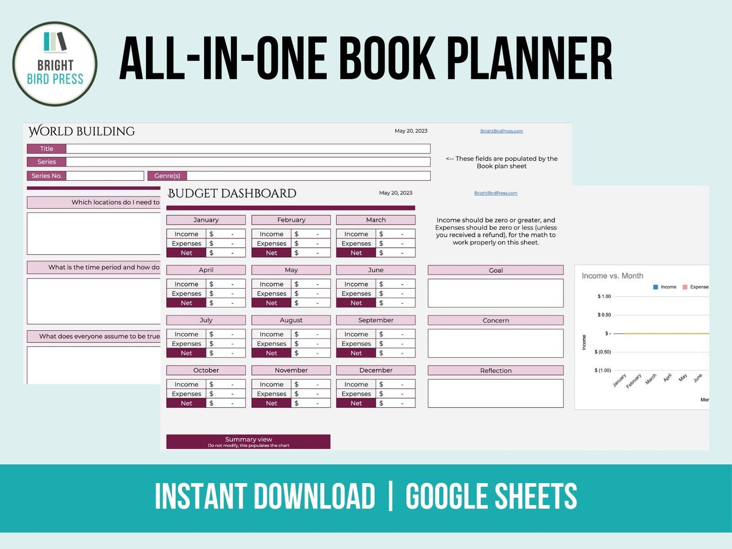 Digital NaNoWriMo all-in-one book planner - Belinda Kroll