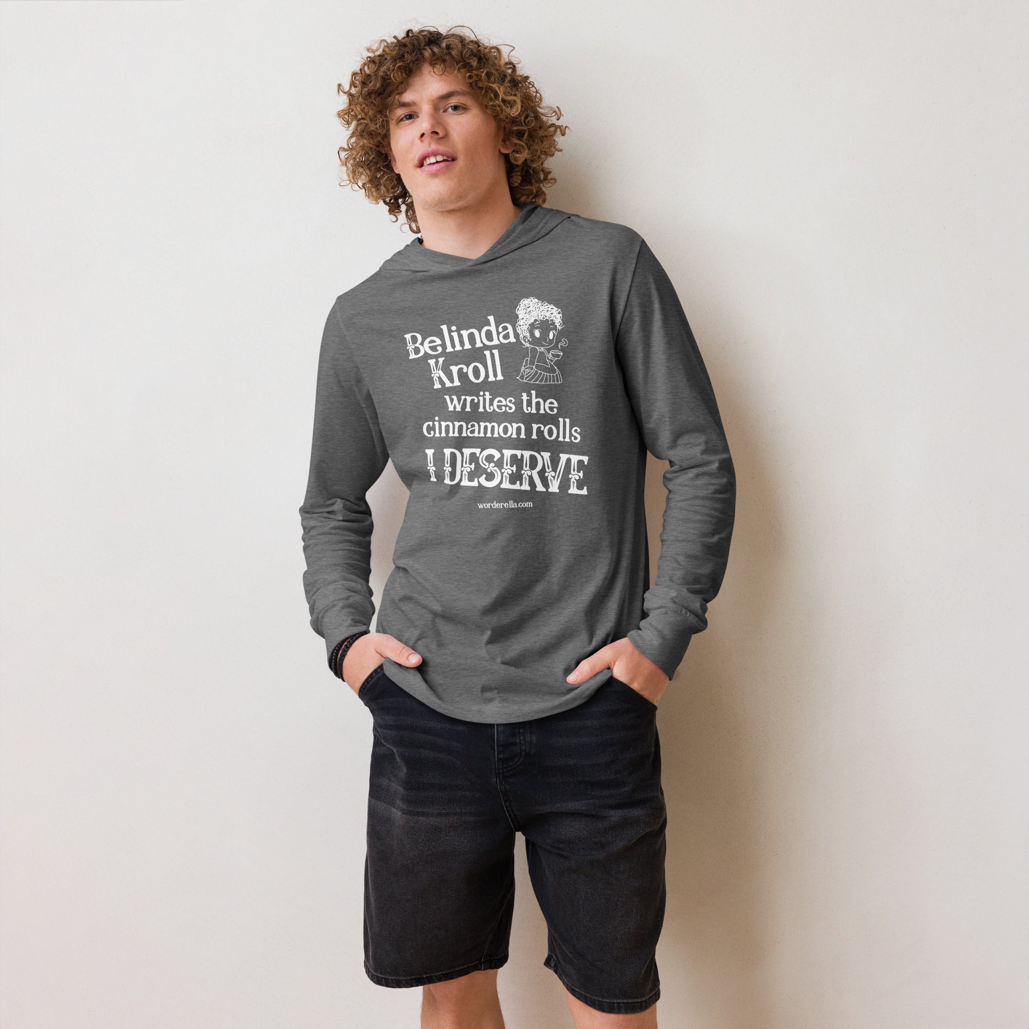 Belinda writes cinnamon rolls (hooded long - sleeve tee) - Belinda Kroll