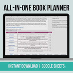 Fiction spreadsheet / Google sheets fiction planner / Digital spreadsheet for Writers / Digital Task List for Authors / NaNoWriMo planner