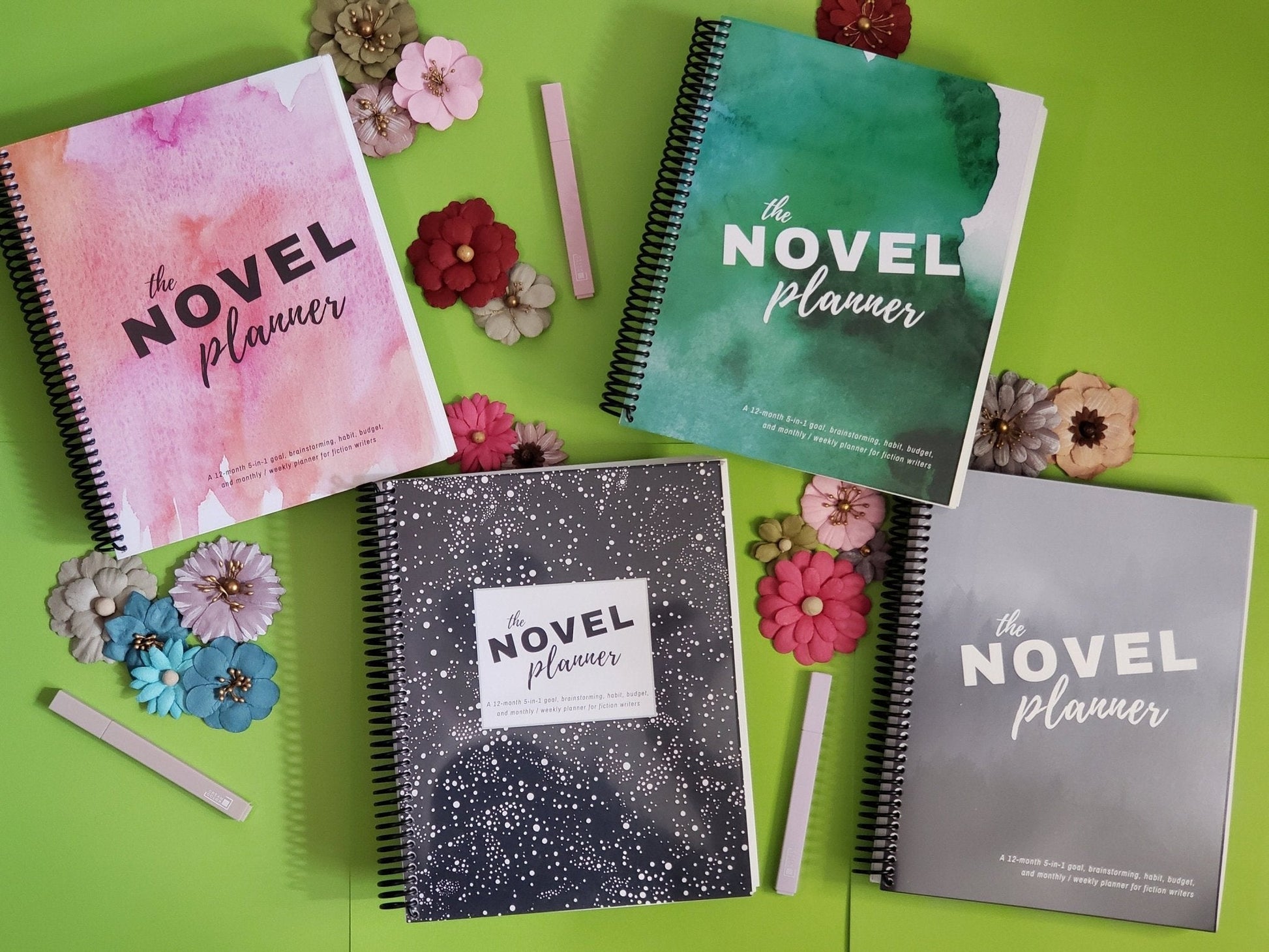 Undated All - in - One Novel Planner (B5 Floral Navy) - Belinda Kroll